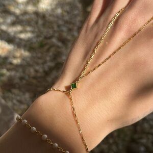 Emerald Green Handchain | Handmade 14k Gold Filled